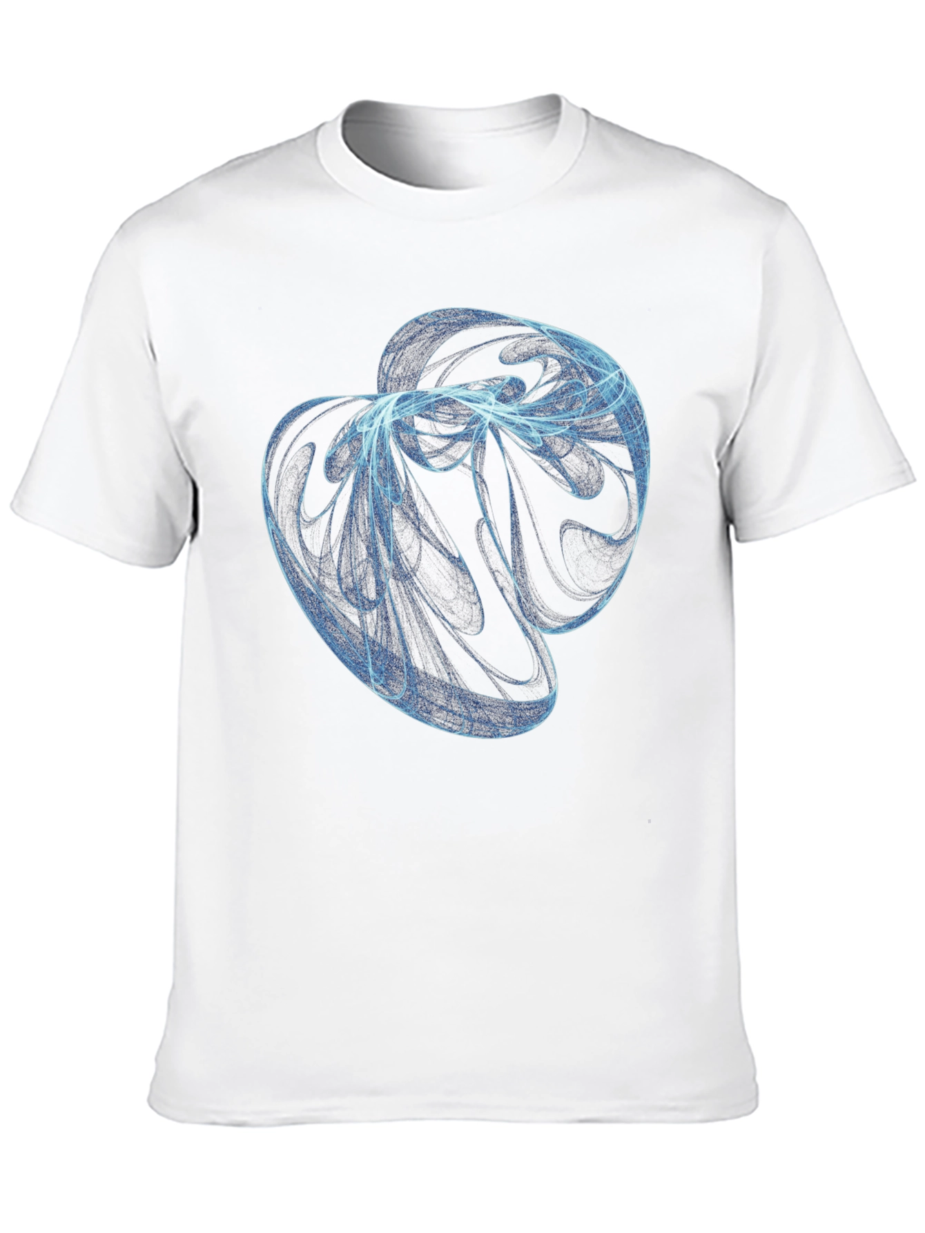Abstract Blue Swirl Graphic Black T-Shirt