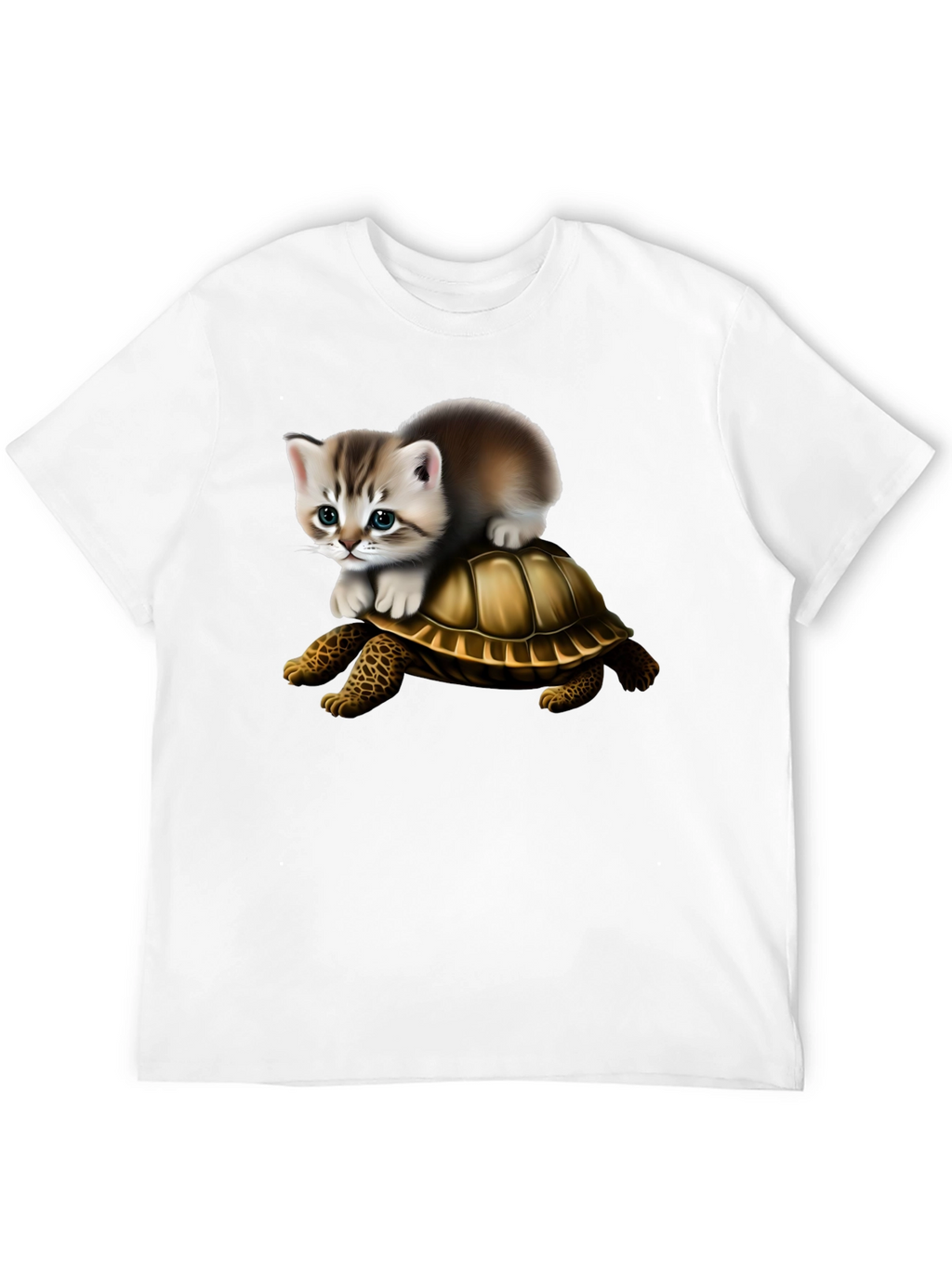 Kitten Riding Turtle Graphic Tee