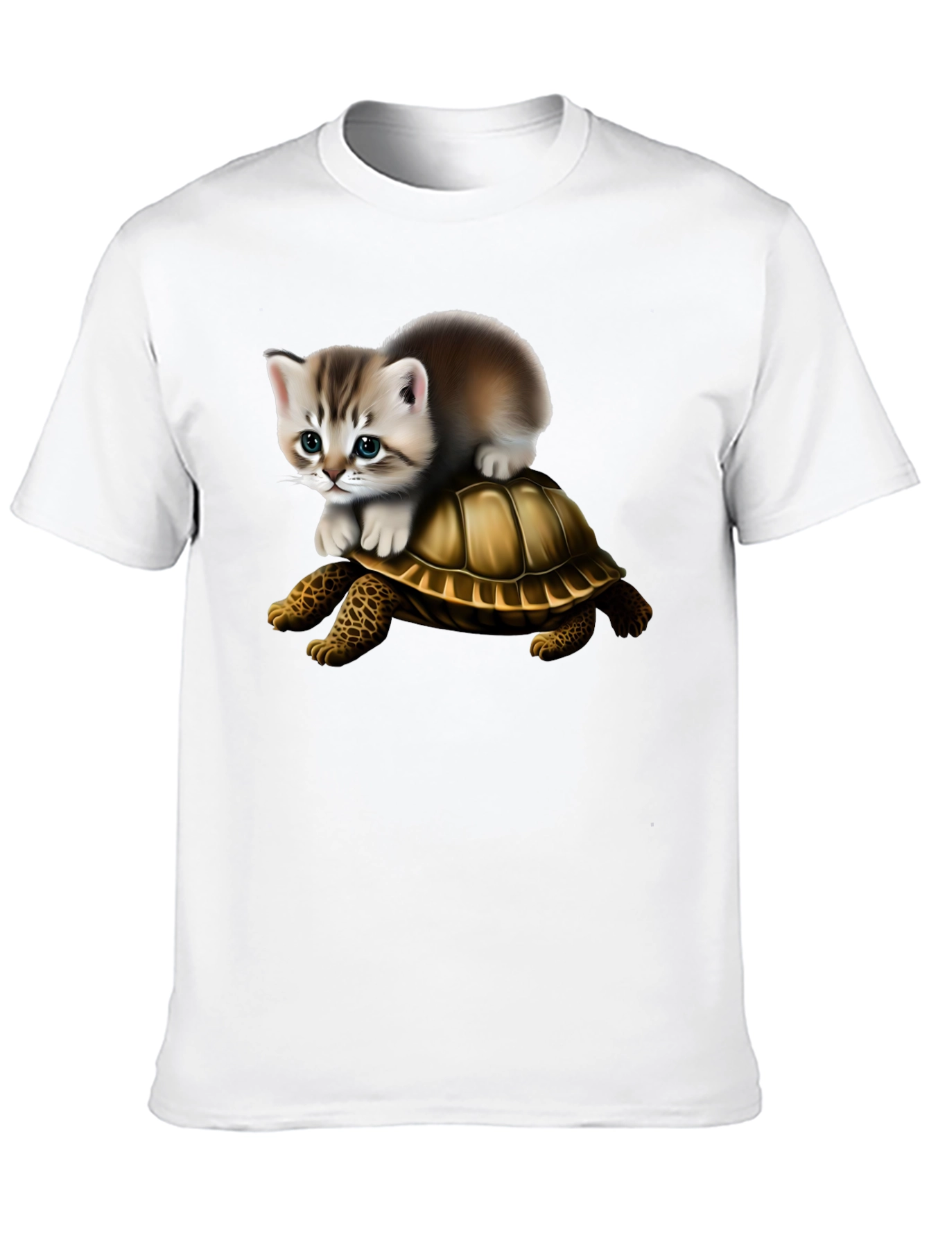 Kitten Riding Turtle Graphic Tee