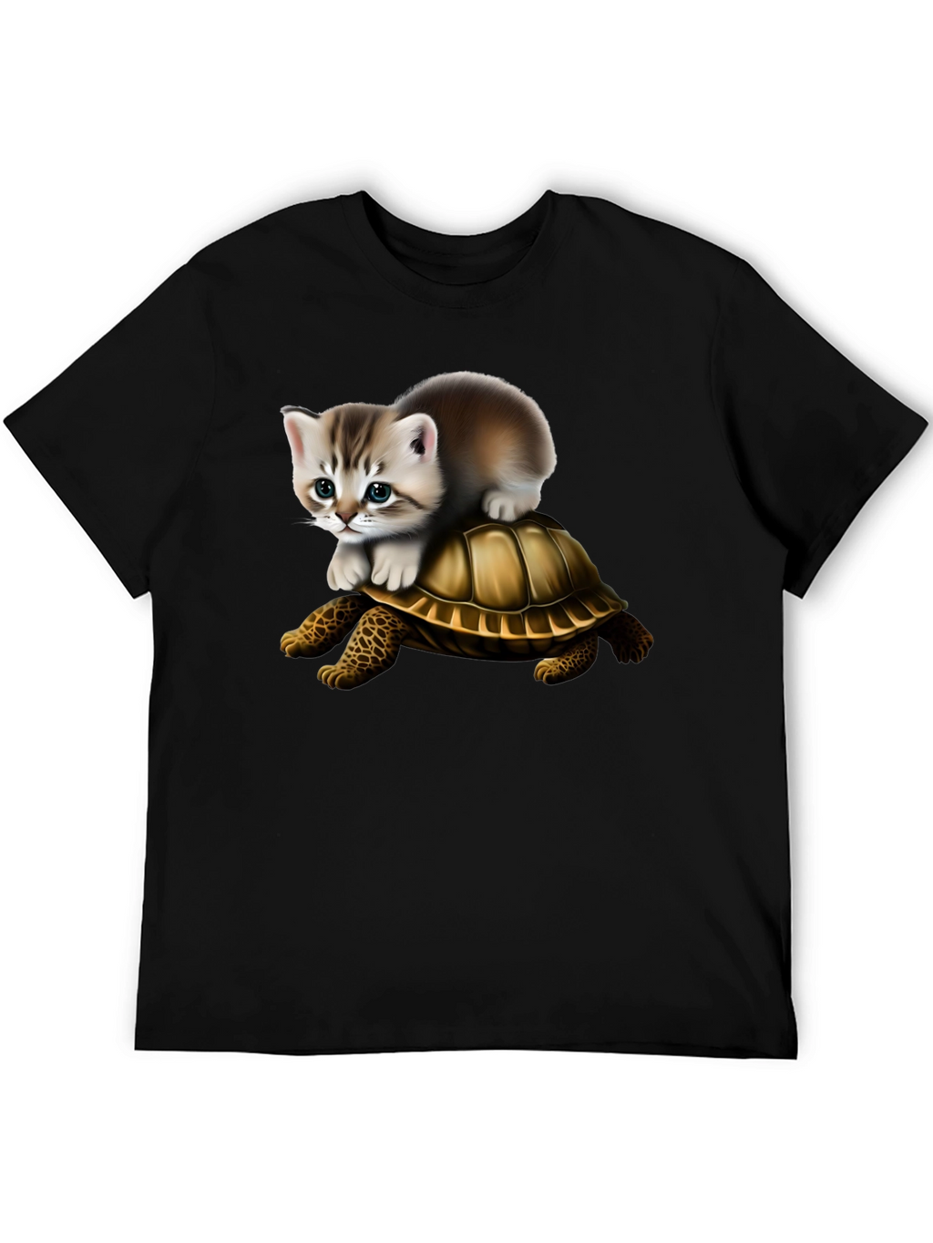 Kitten Riding Turtle Graphic Tee
