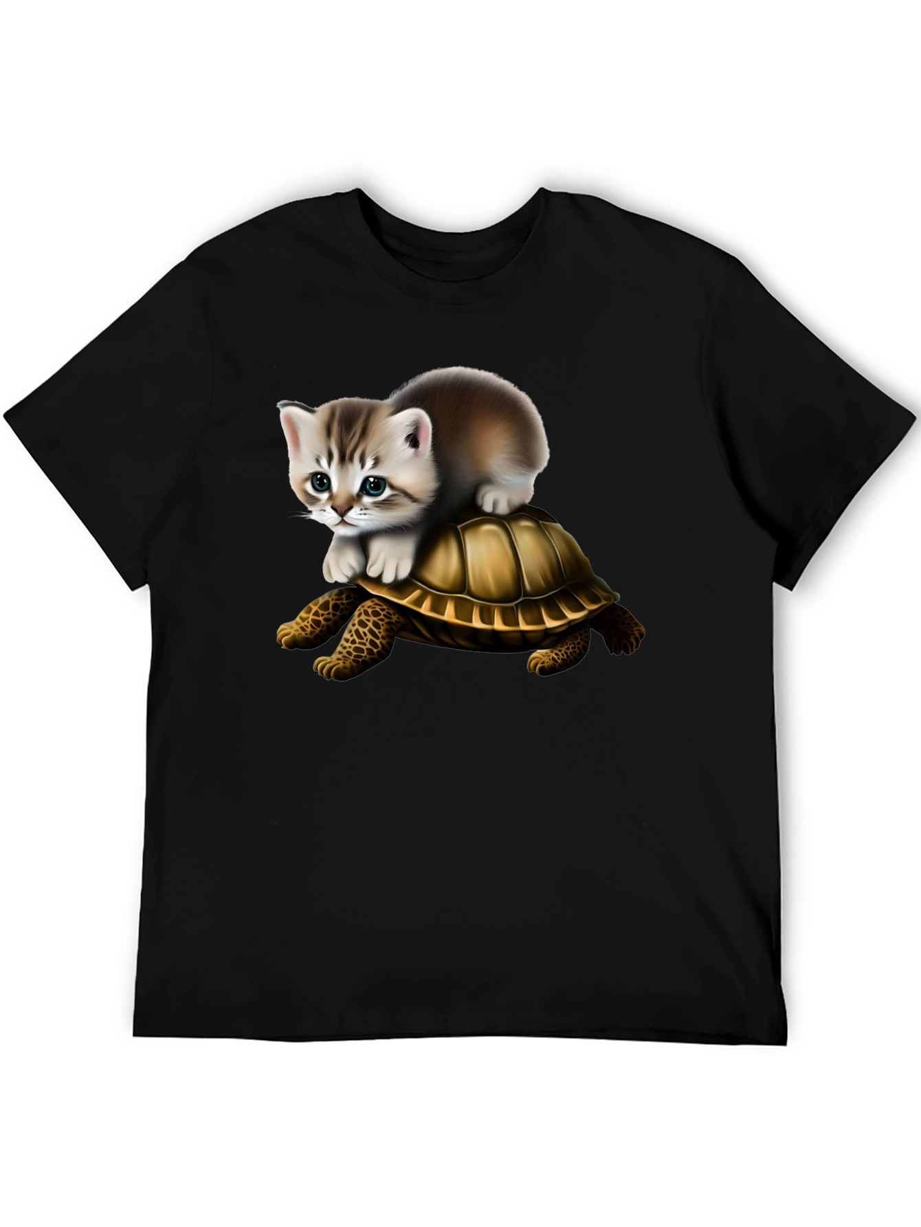 Kitten Riding Turtle Graphic Tee