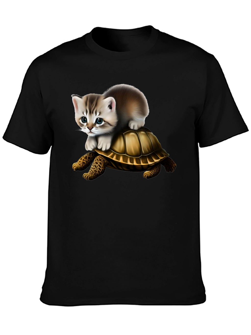 Kitten Riding Turtle Graphic Tee