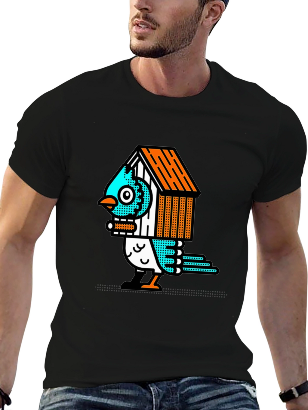 Birdhouse Bird Graphic Tee - Unique Design
