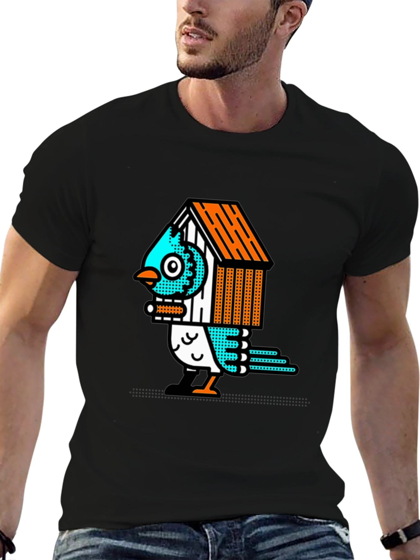 Birdhouse Bird Graphic Tee - Unique Design