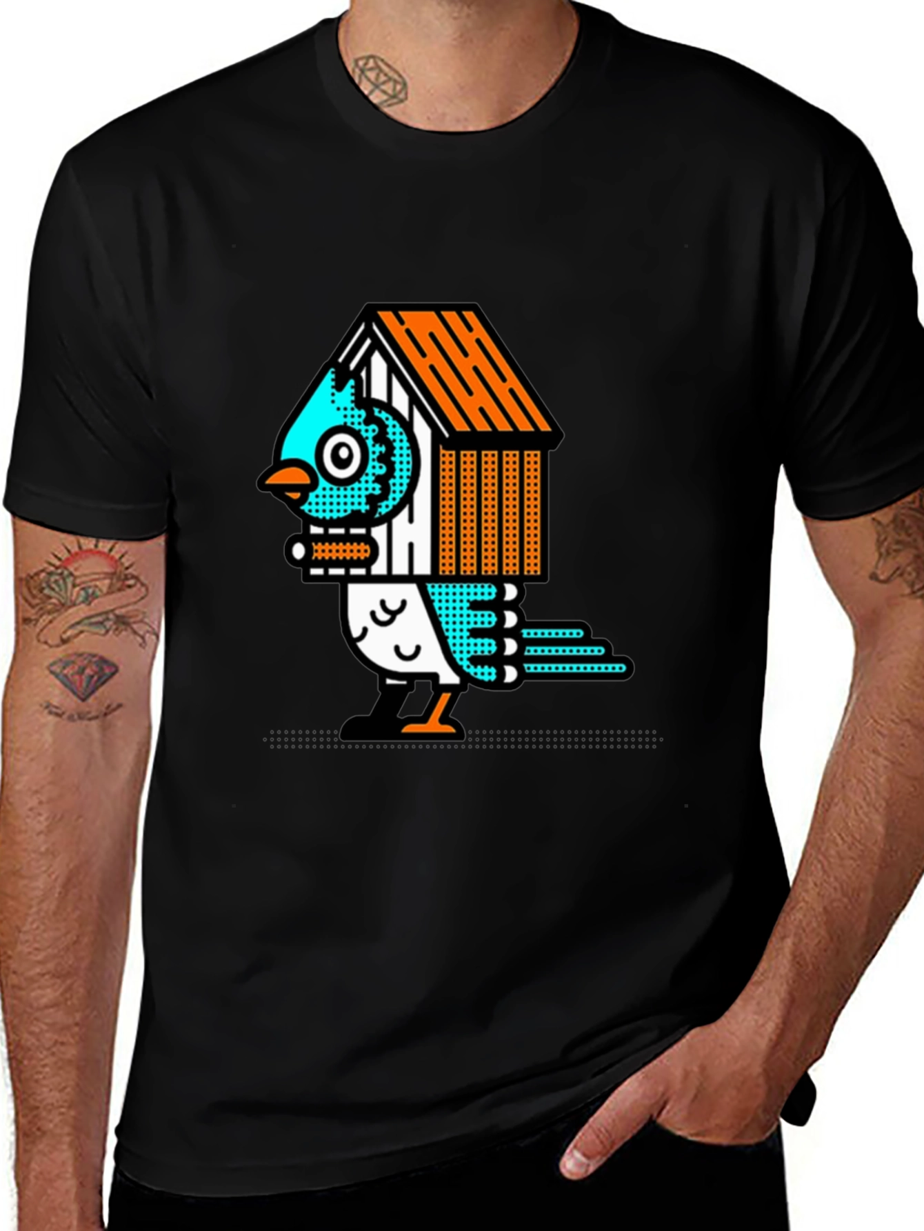 Birdhouse Bird Graphic Tee - Unique Design