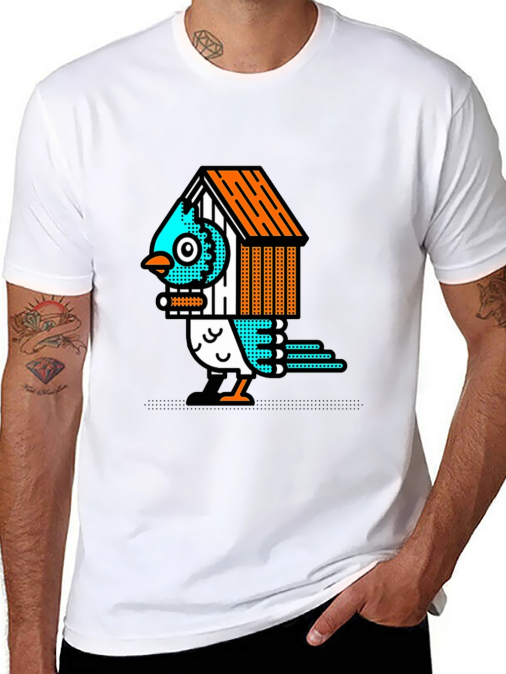 Birdhouse Bird Graphic Tee - Unique Design