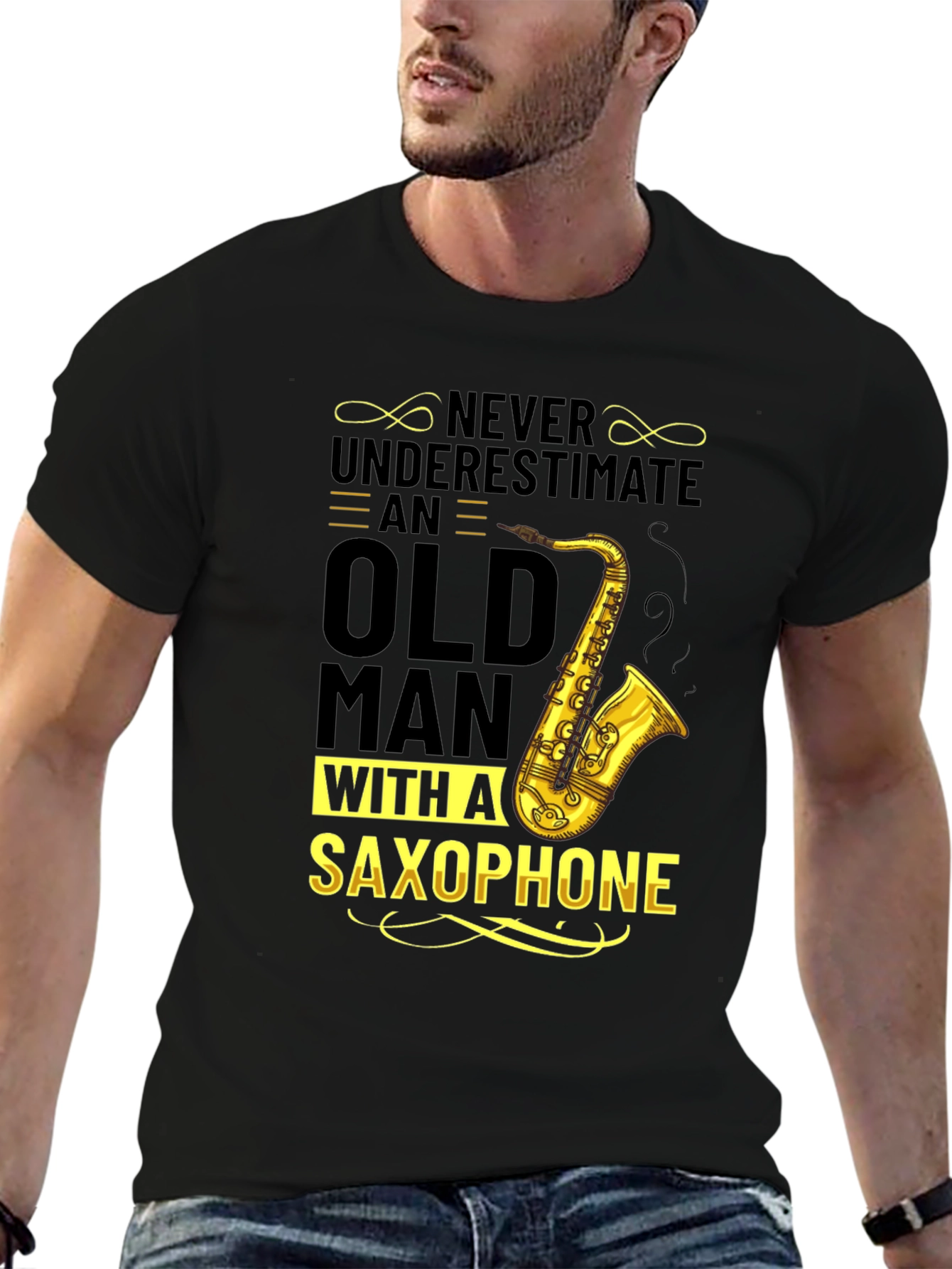 Never Underestimate Saxophone Old Man T-Shirt