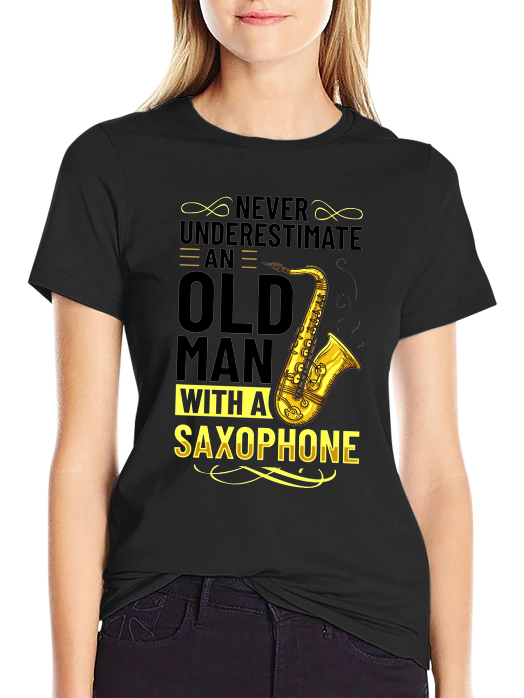 Never Underestimate Saxophone Old Man T-Shirt