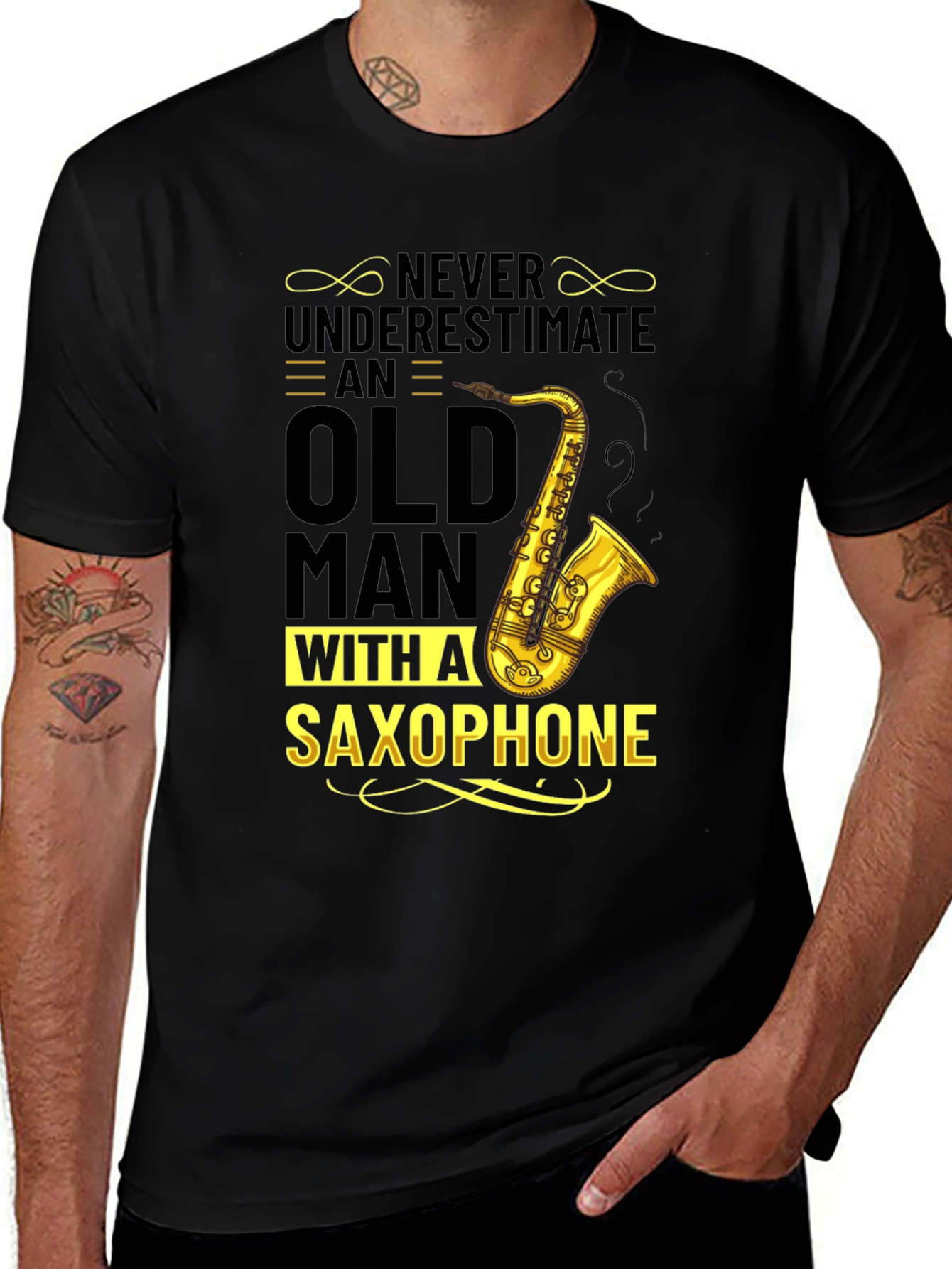 Never Underestimate Saxophone Old Man T-Shirt