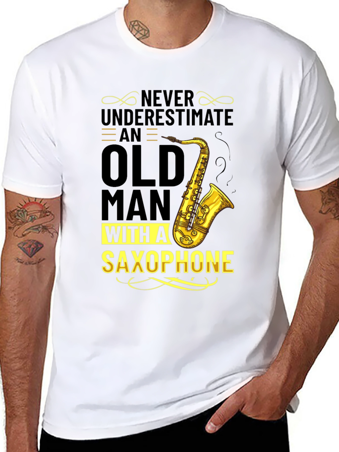 Never Underestimate Saxophone Old Man T-Shirt