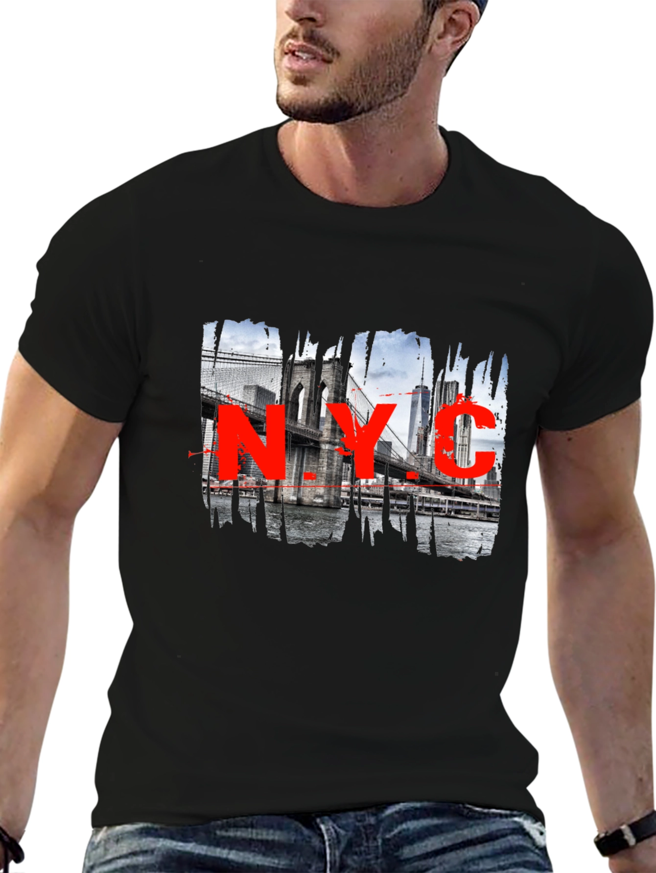 NYC Brooklyn Bridge Graphic Black T-Shirt