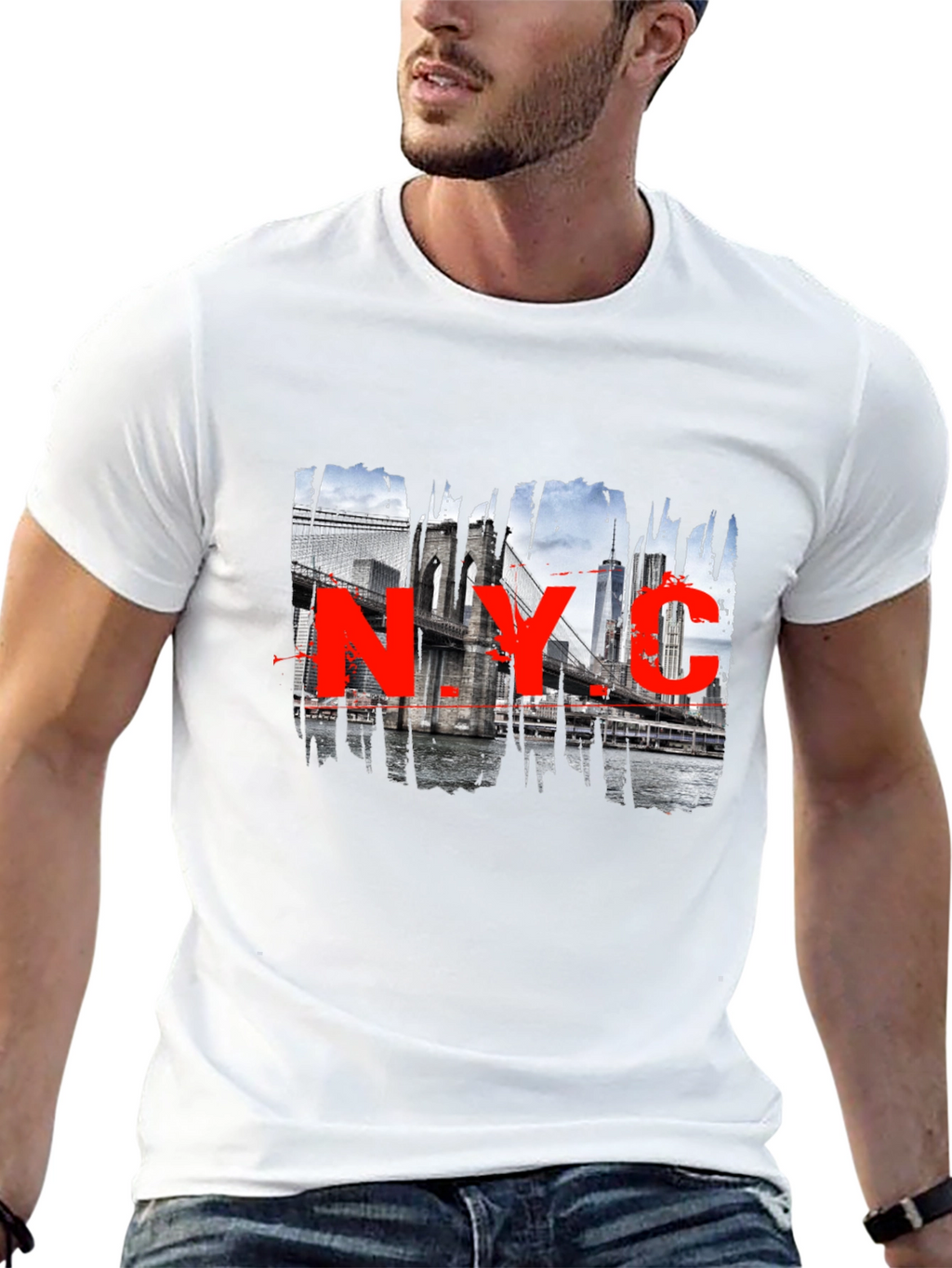 NYC Brooklyn Bridge Graphic Black T-Shirt
