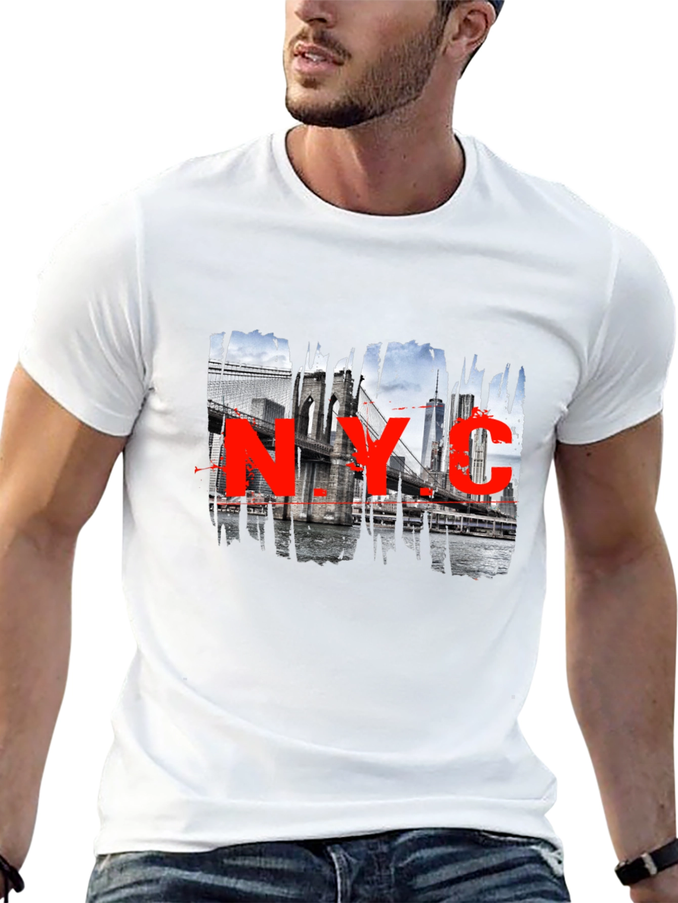 NYC Brooklyn Bridge Graphic Black T-Shirt