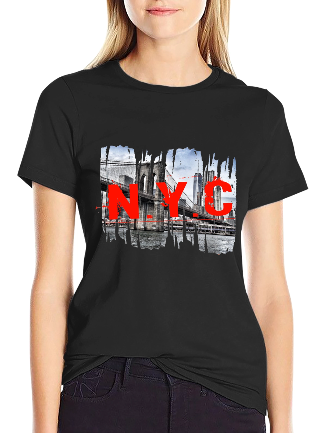 NYC Brooklyn Bridge Graphic Black T-Shirt
