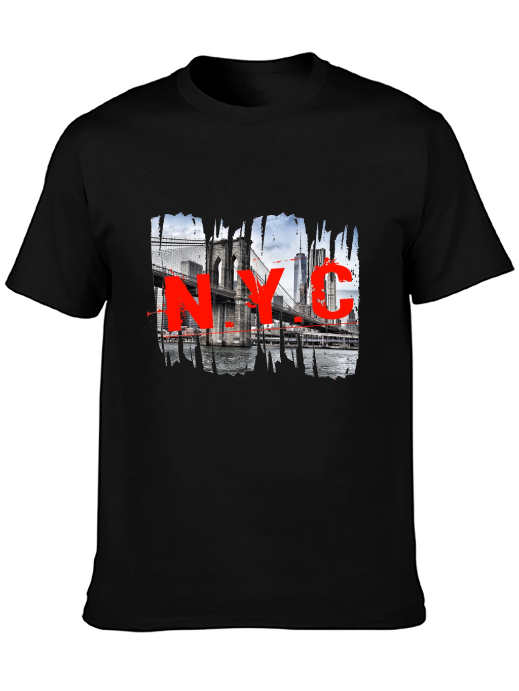 NYC Brooklyn Bridge Graphic Black T-Shirt