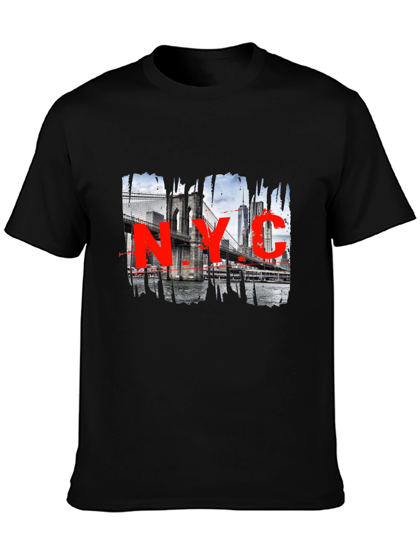 NYC Brooklyn Bridge Graphic Black T-Shirt