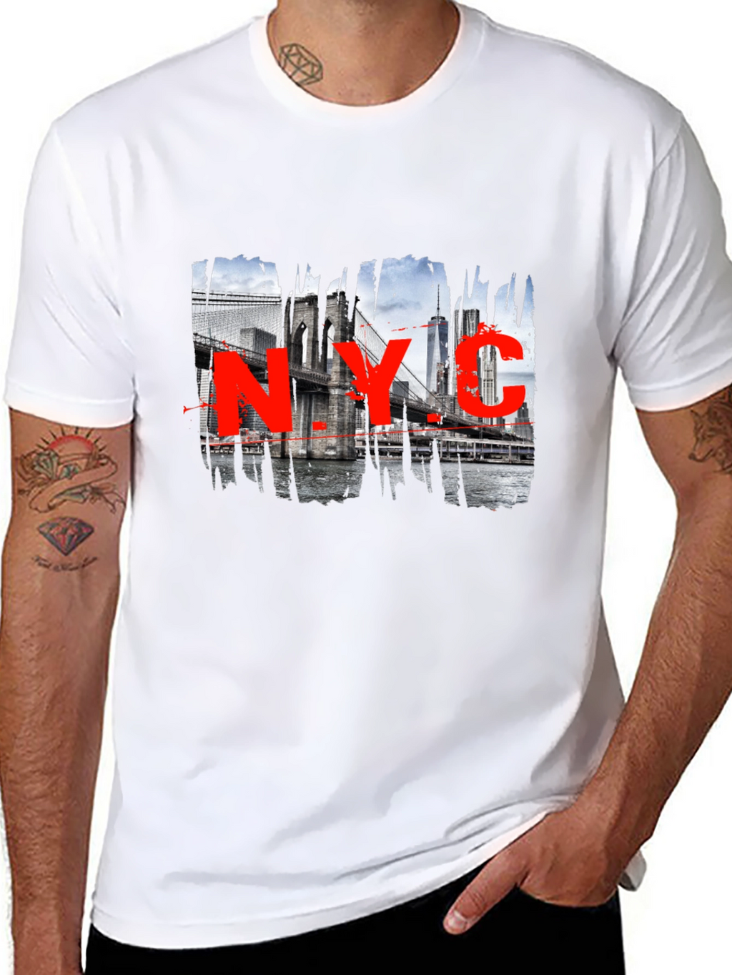 NYC Brooklyn Bridge Graphic Black T-Shirt