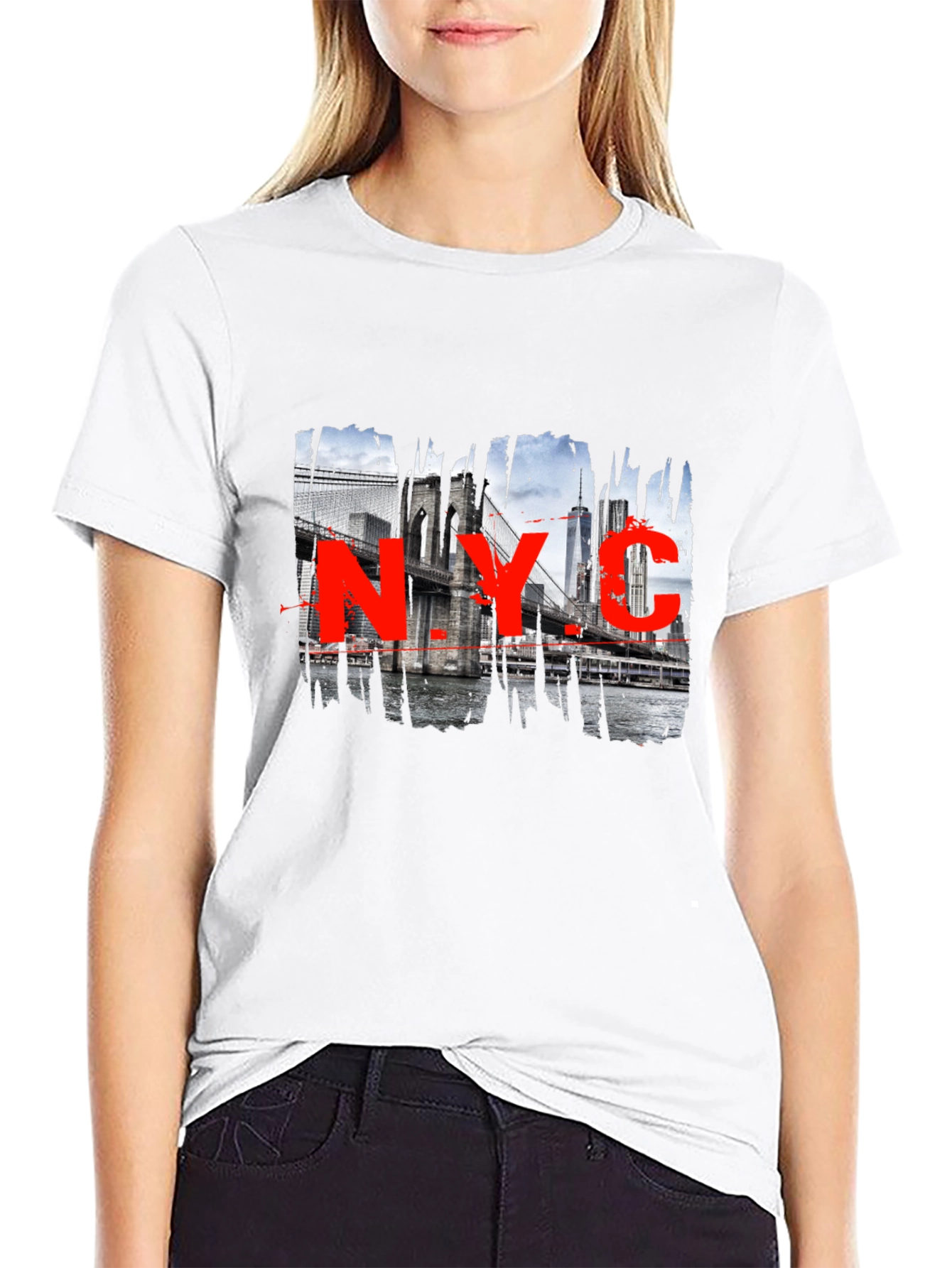 NYC Brooklyn Bridge Graphic Black T-Shirt