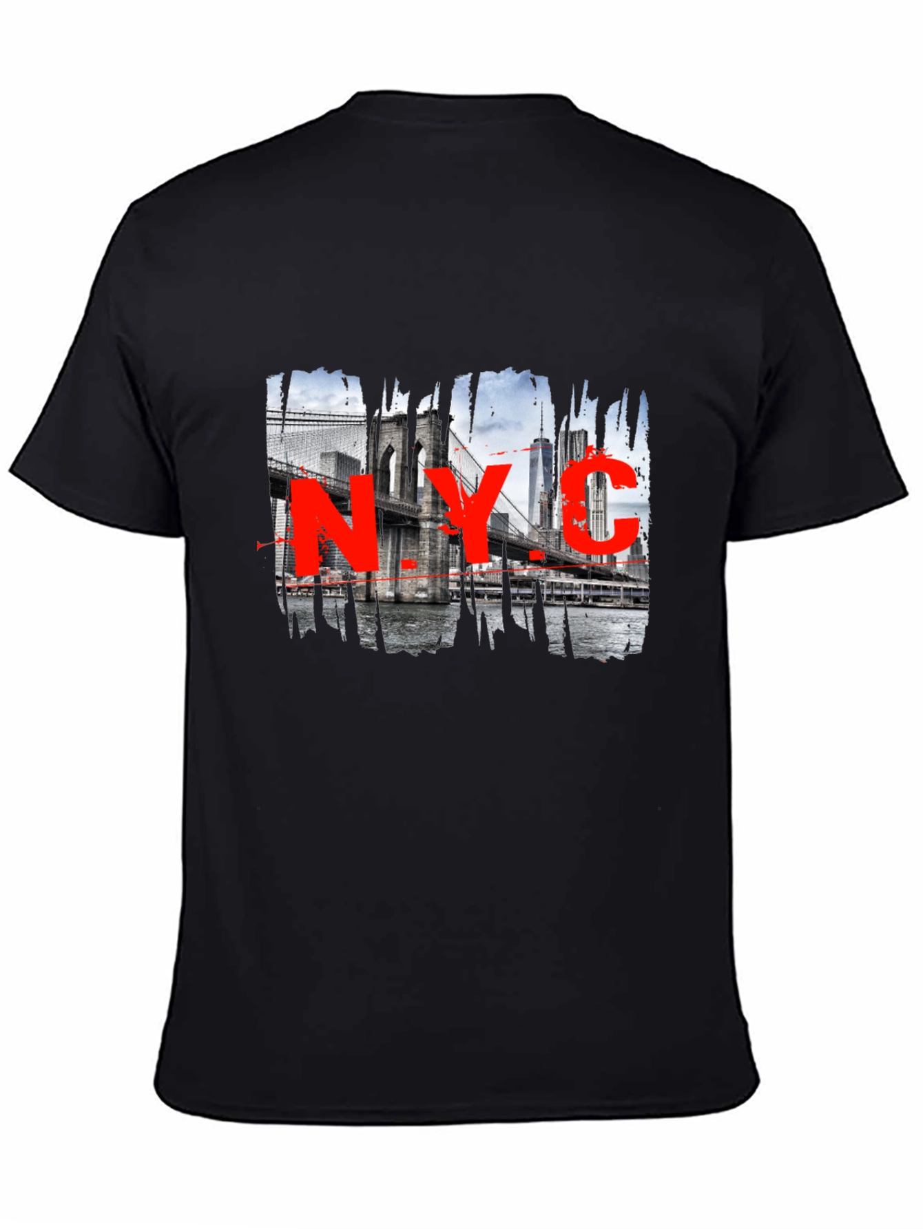 NYC Brooklyn Bridge Graphic Black T-Shirt