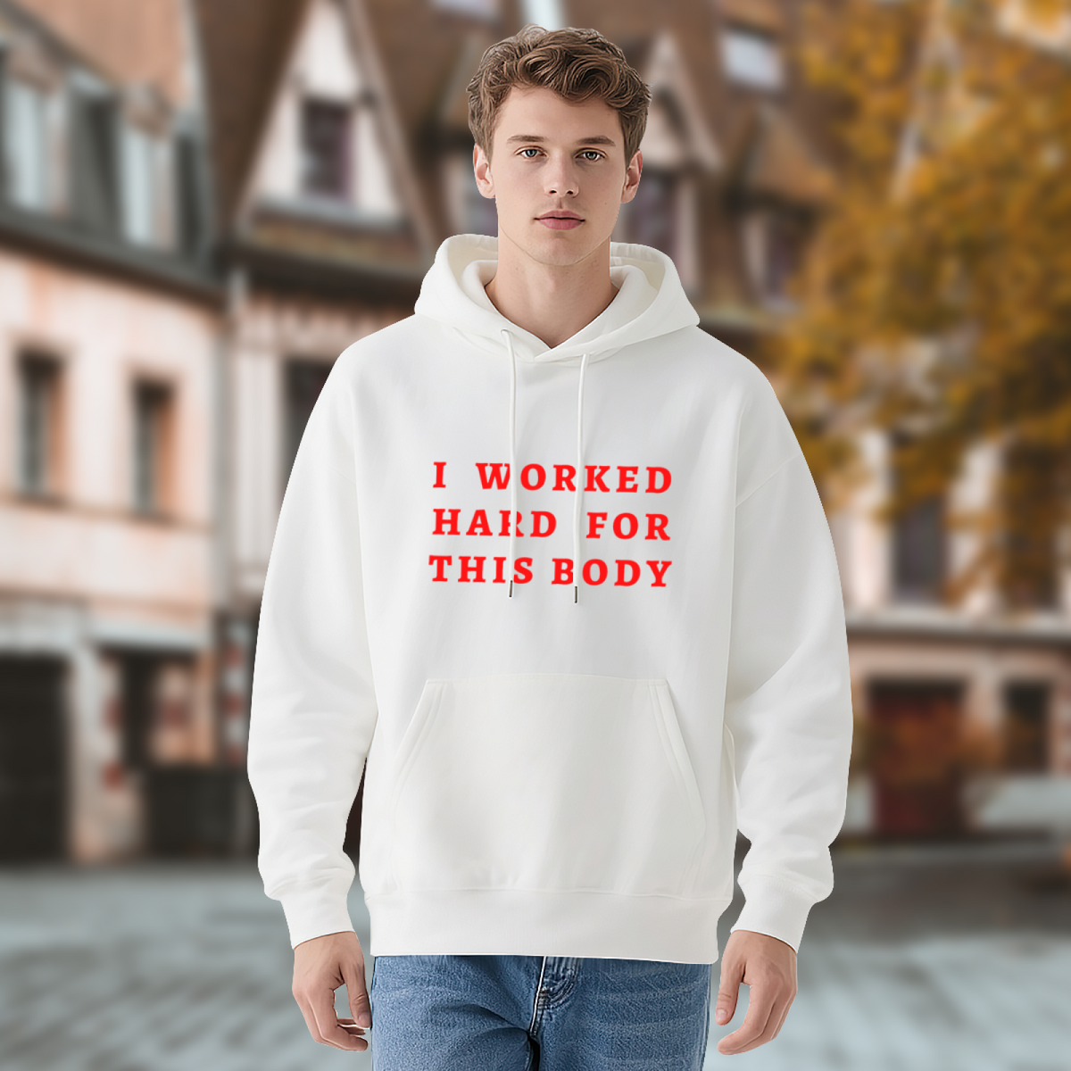 I Worked Hard For This Body Hoodie - Gym Fitness Graphic Sweatshirt for Workout Motivation