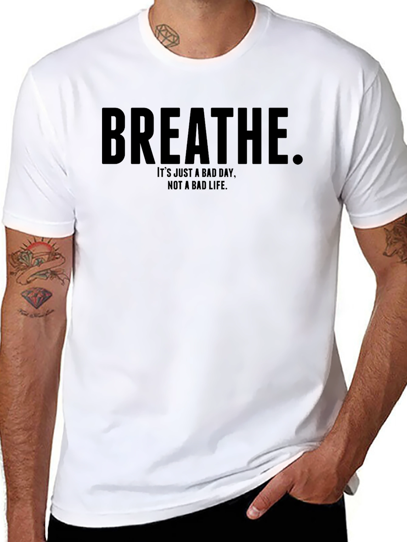 Breathe Motivational T-Shirt - Bad Day Not Bad Life