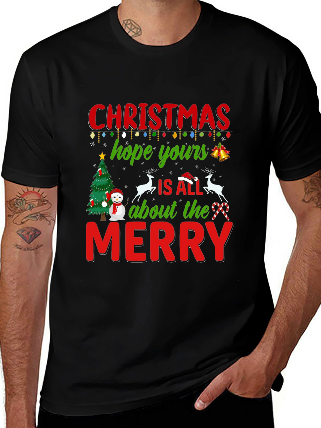 Festive Christmas Hope Yours Merry Graphic Tee