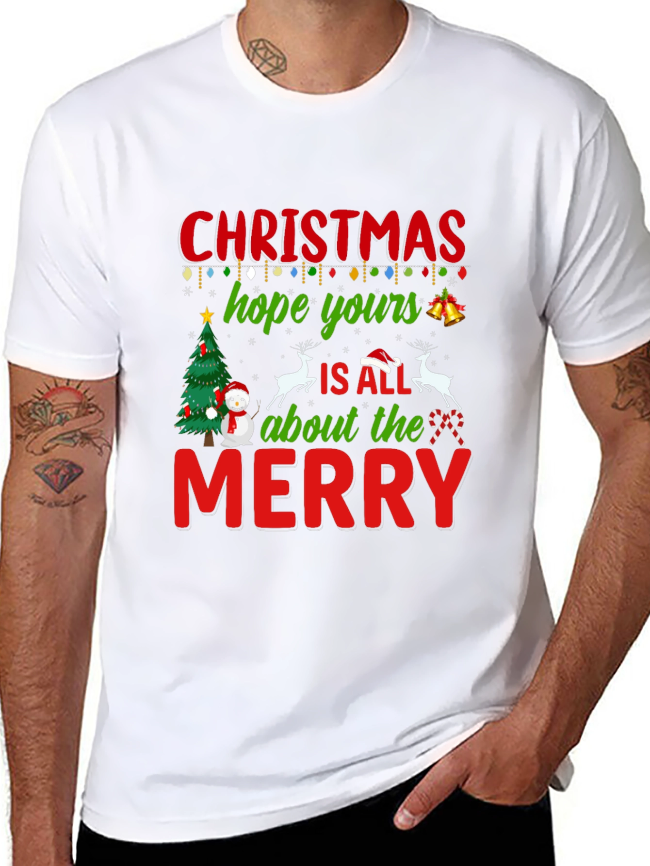 Festive Christmas Hope Yours Merry Graphic Tee