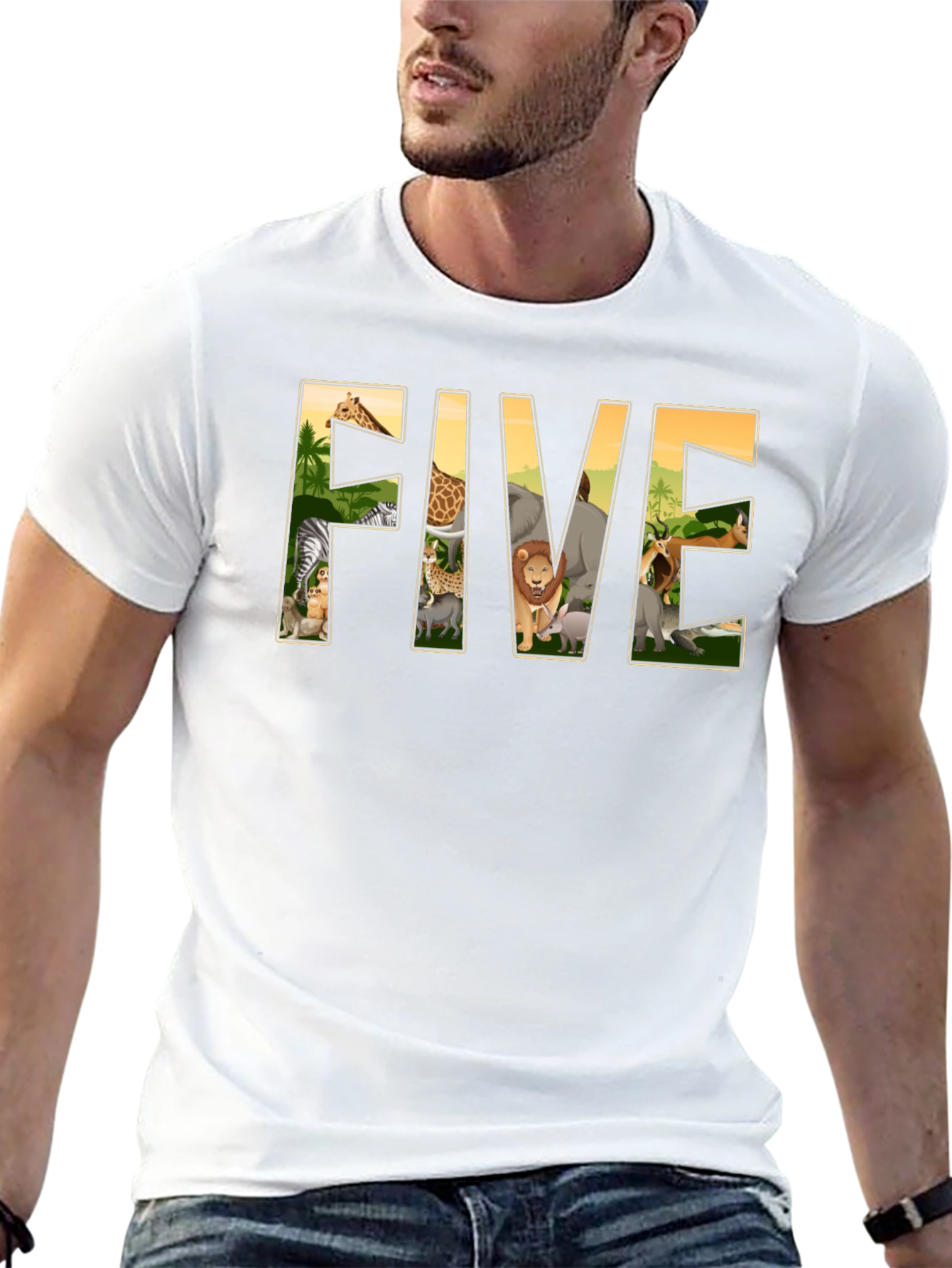 Kids Five Safari Animal Birthday T-Shirt