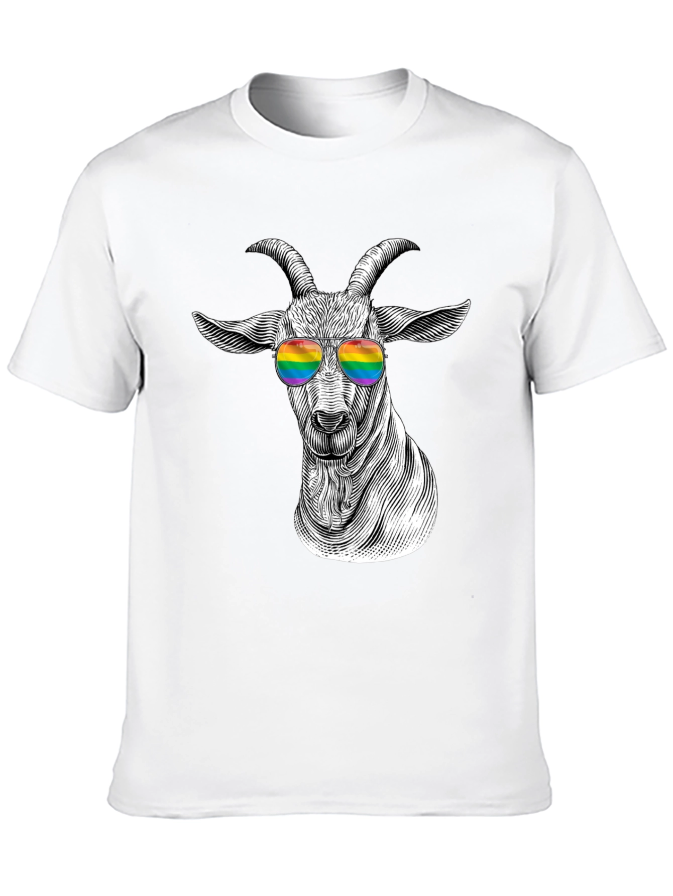 Goat Rainbow Sunglasses T-Shirt - Stylish Graphic Tee