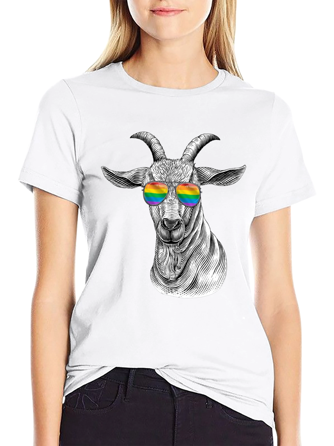 Goat Rainbow Sunglasses T-Shirt - Stylish Graphic Tee