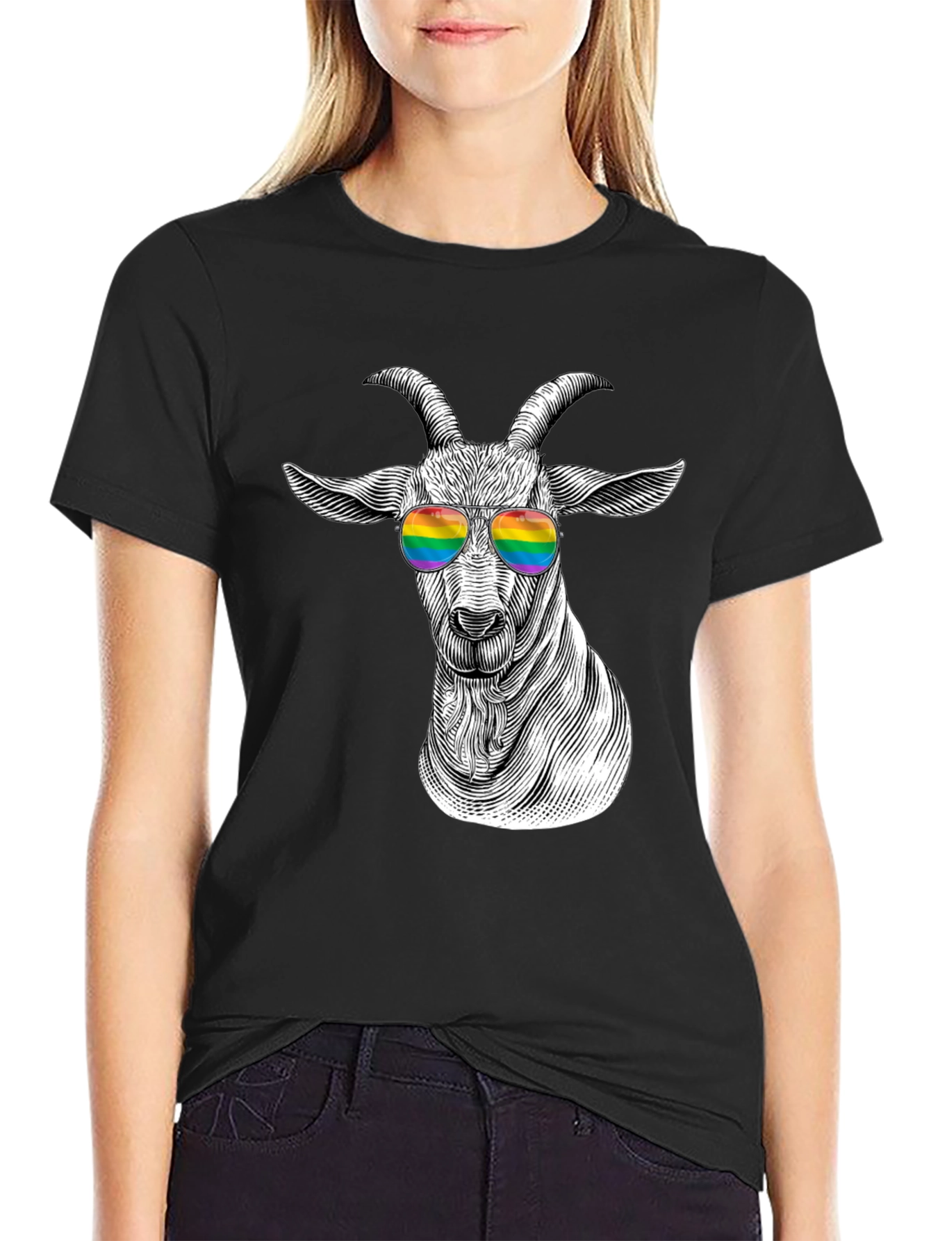 Goat Rainbow Sunglasses T-Shirt - Stylish Graphic Tee