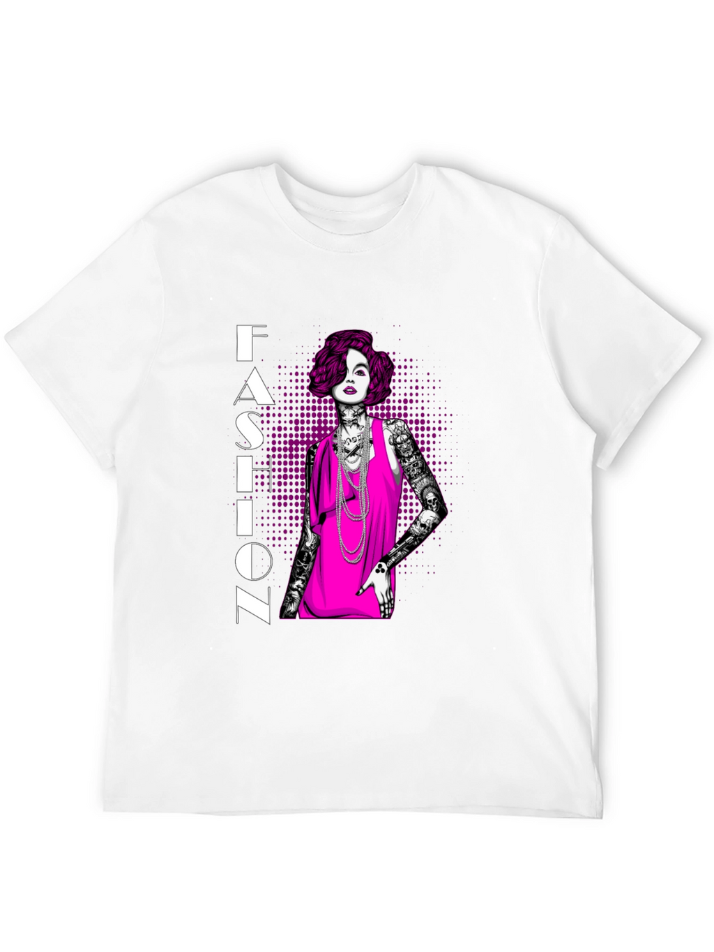 Fashion Illustration Graphic Tee - Black Cotton Shirt