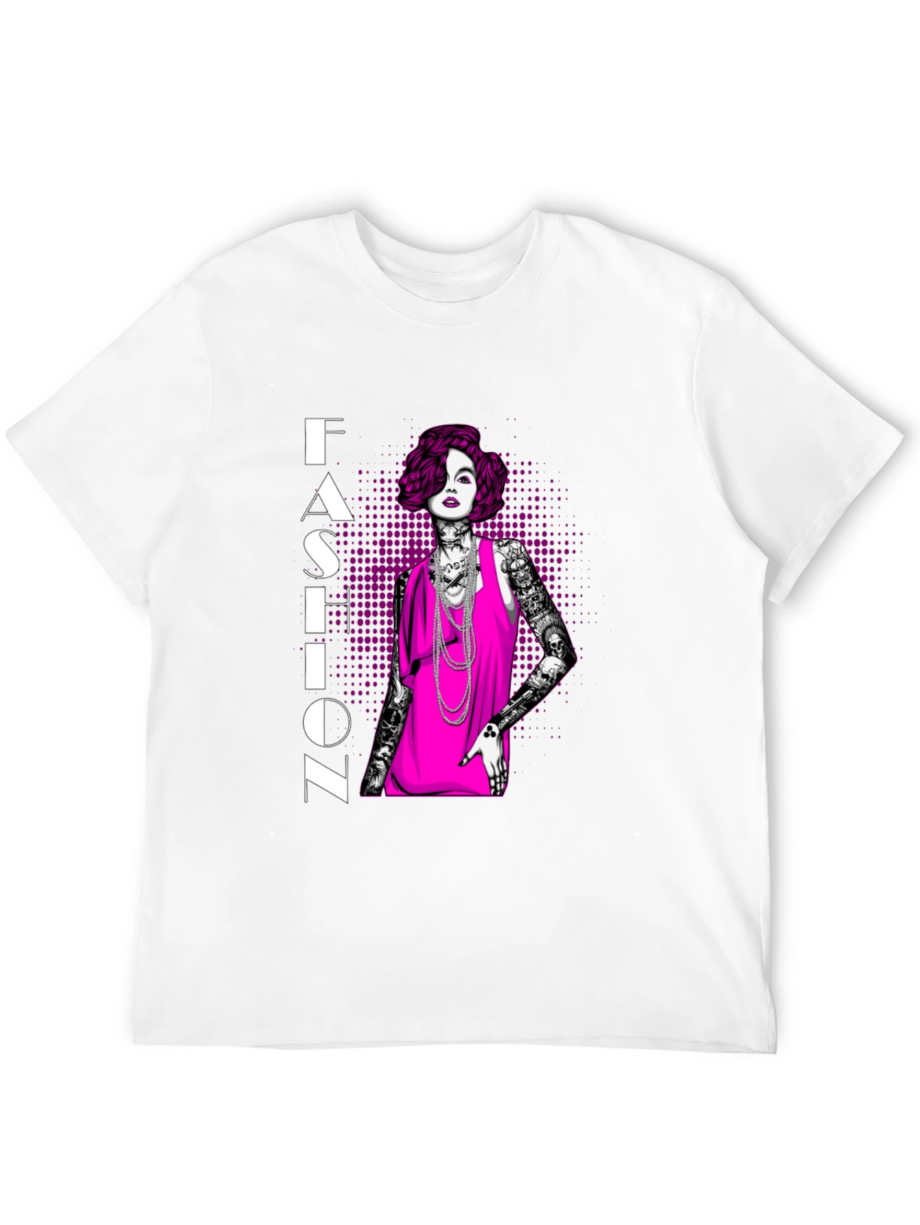 Fashion Illustration Graphic Tee - Black Cotton Shirt