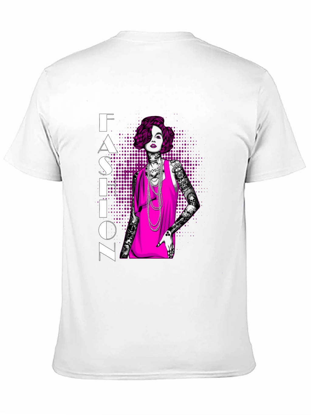Fashion Illustration Graphic Tee - Black Cotton Shirt