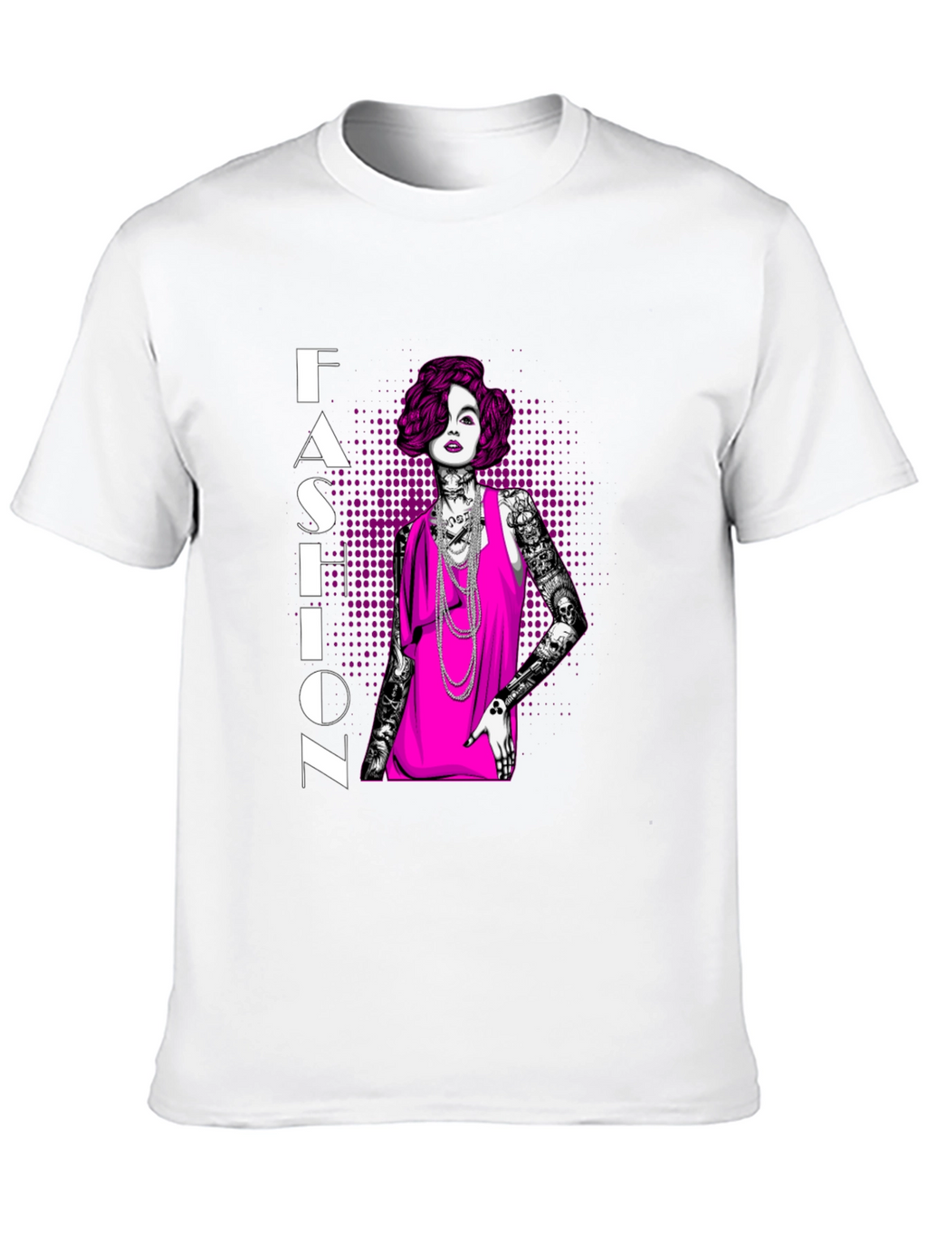Fashion Illustration Graphic Tee - Black Cotton Shirt