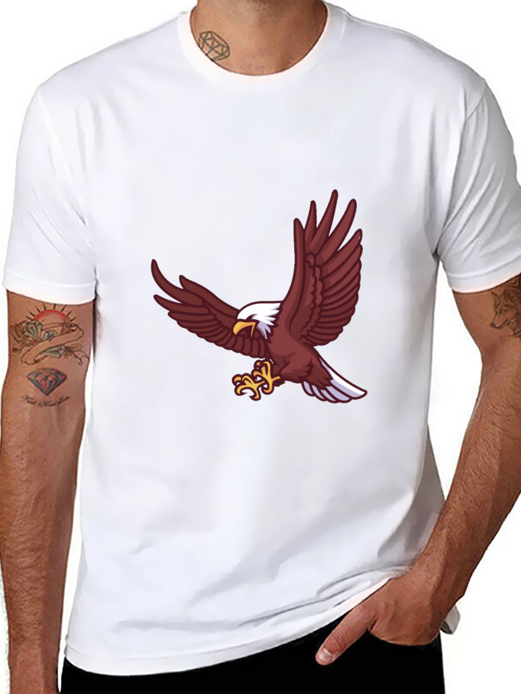 Bold Eagle Graphic Tee - Black Cotton Blend Shirt