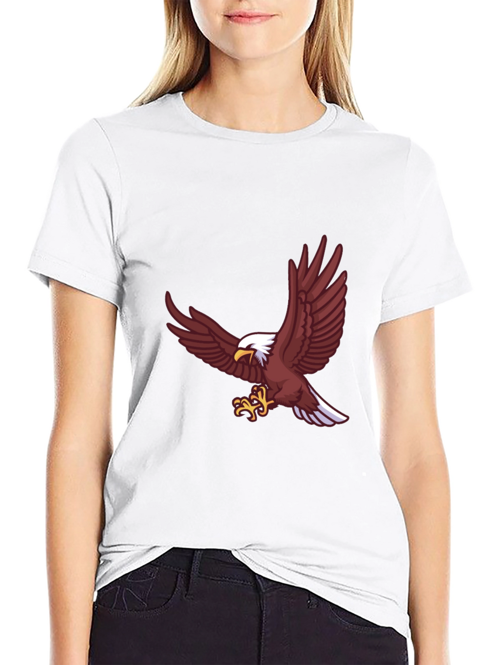 Bold Eagle Graphic Tee - Black Cotton Blend Shirt