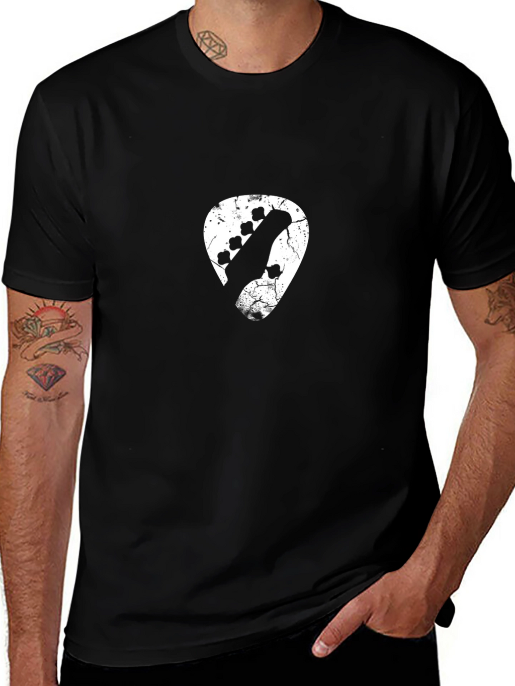 Guitar Pick Graphic Tee - Distressed Design