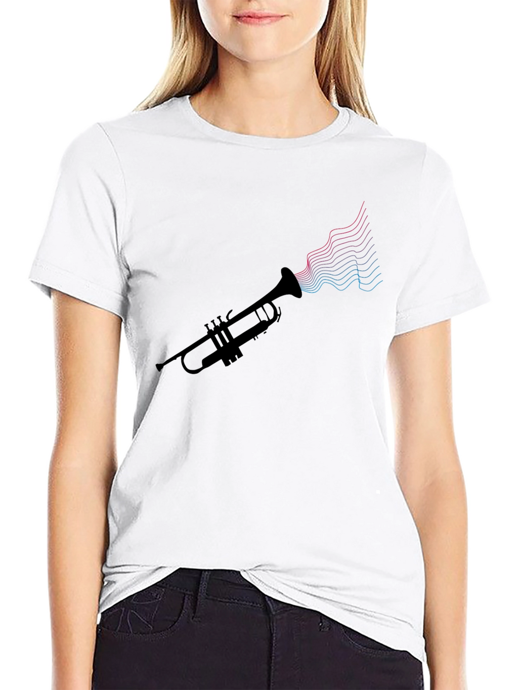 Trumpet Music Waves Graphic Tee - Black