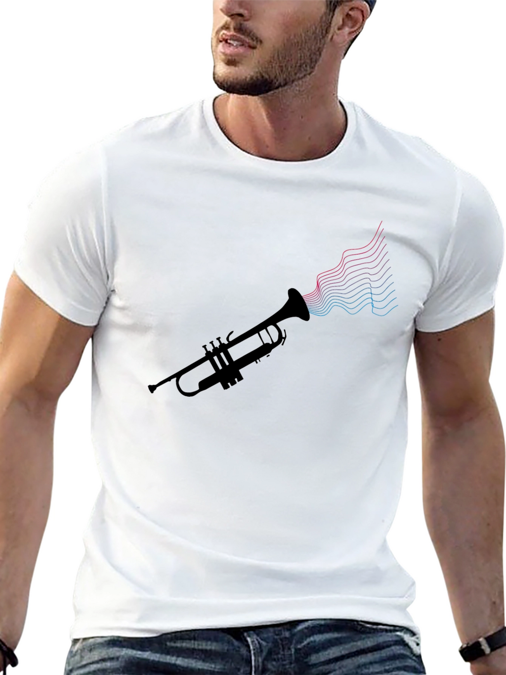 Trumpet Music Waves Graphic Tee - Black