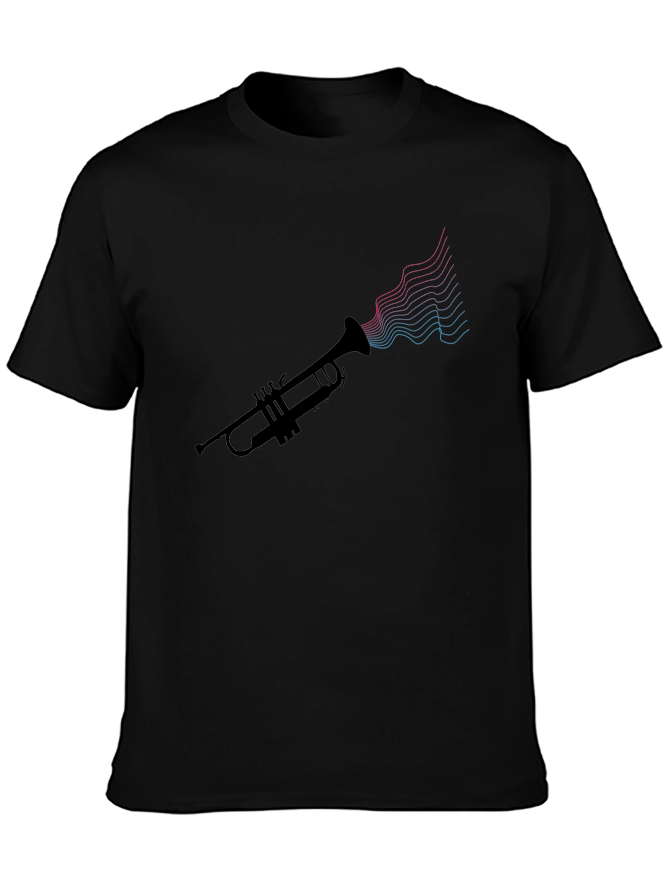 Trumpet Music Waves Graphic Tee - Black