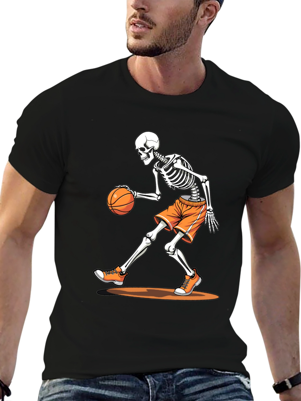 Skeleton Basketball T-Shirt - Black Graphic Tee