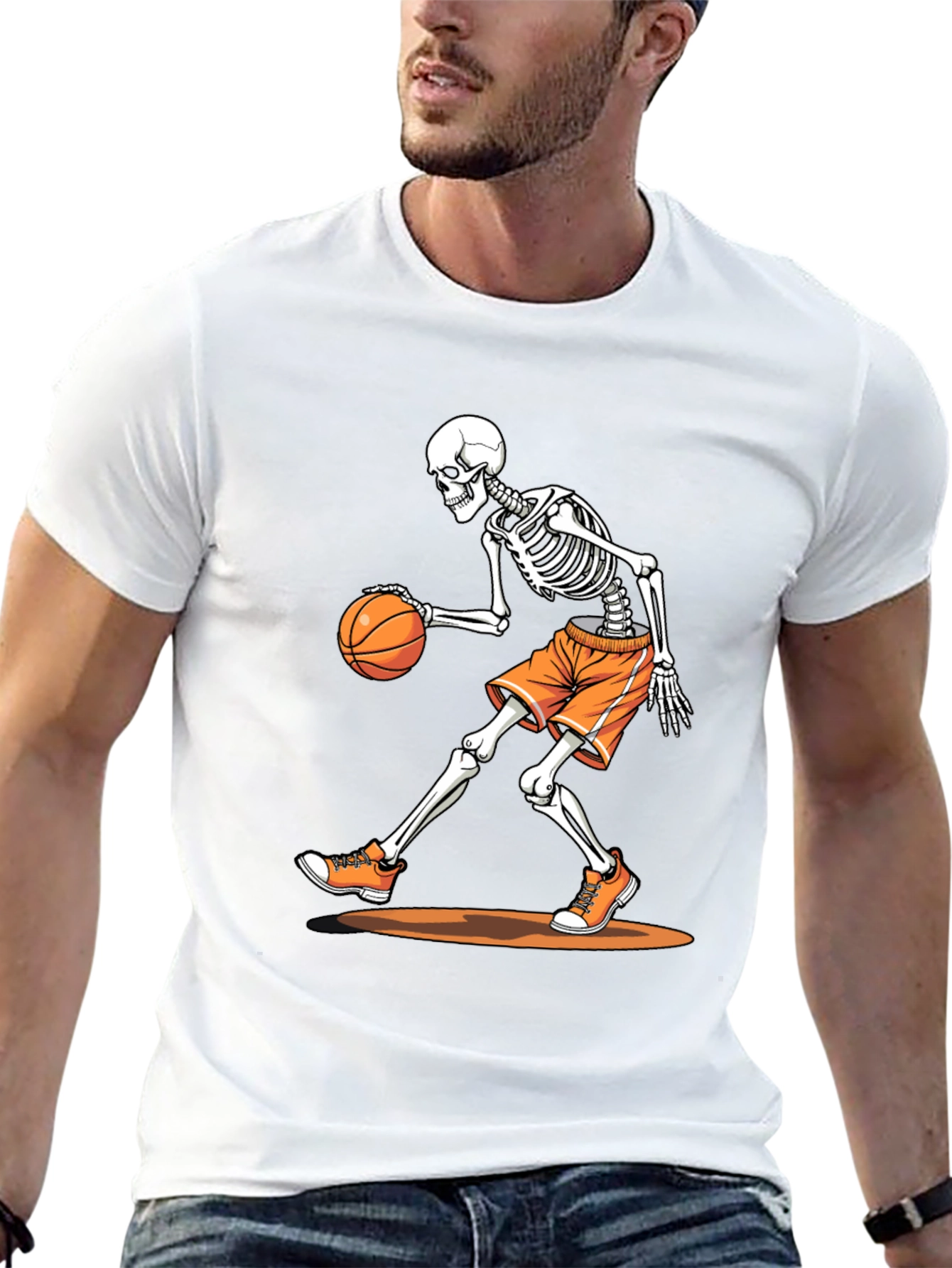 Skeleton Basketball T-Shirt - Black Graphic Tee