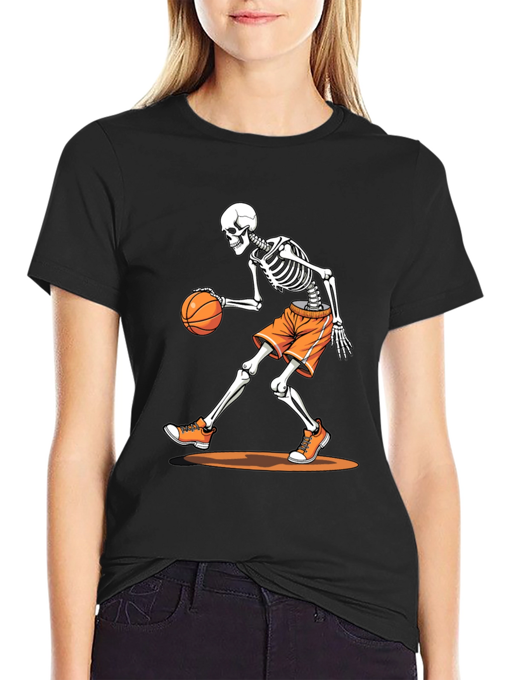 Skeleton Basketball T-Shirt - Black Graphic Tee