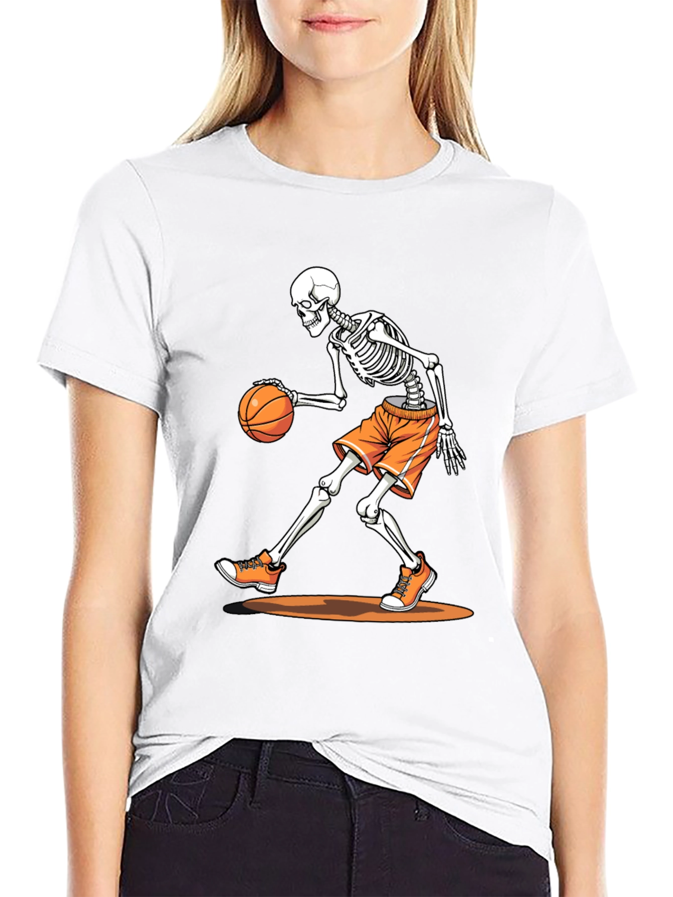 Skeleton Basketball T-Shirt - Black Graphic Tee