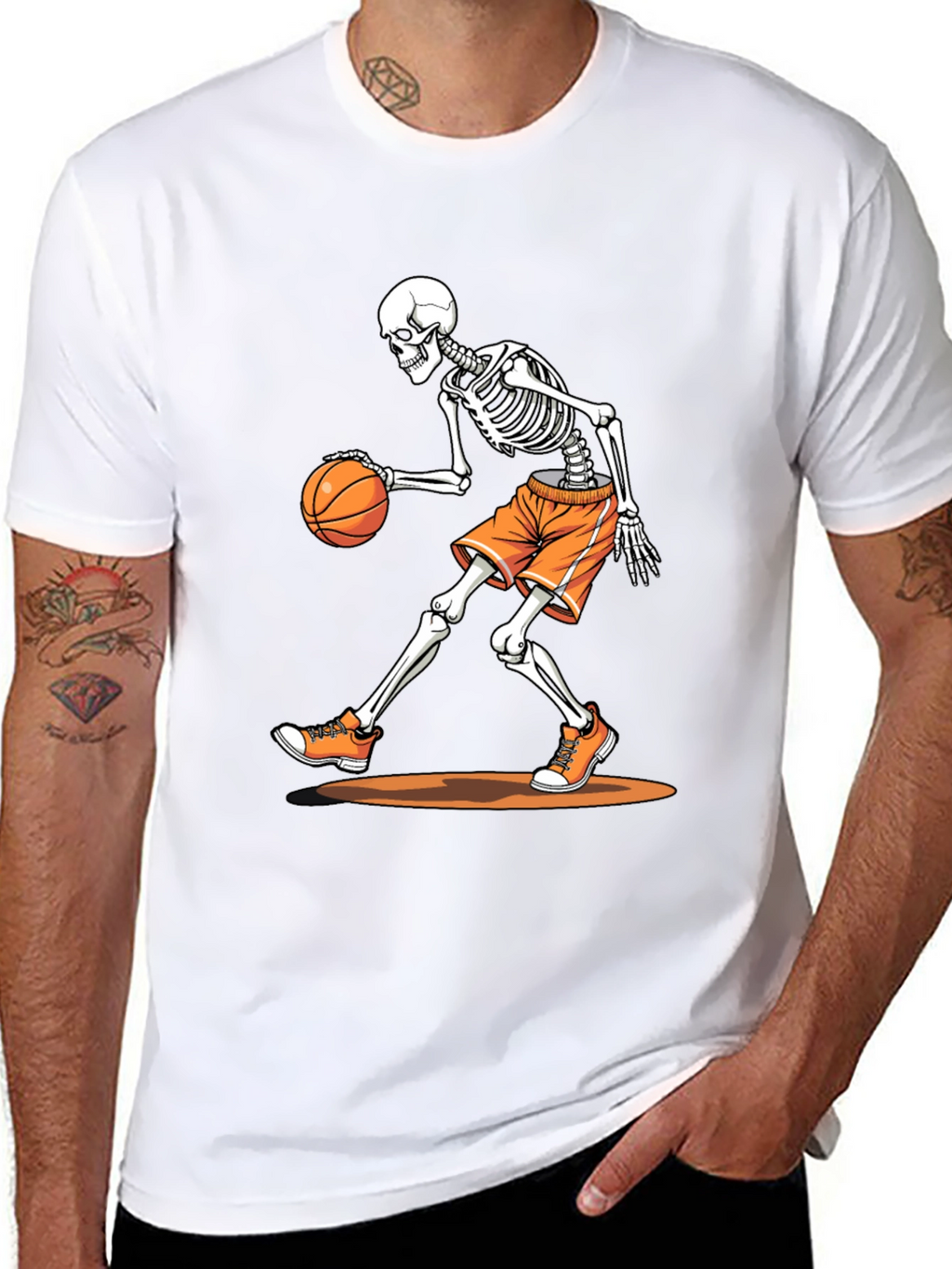 Skeleton Basketball T-Shirt - Black Graphic Tee