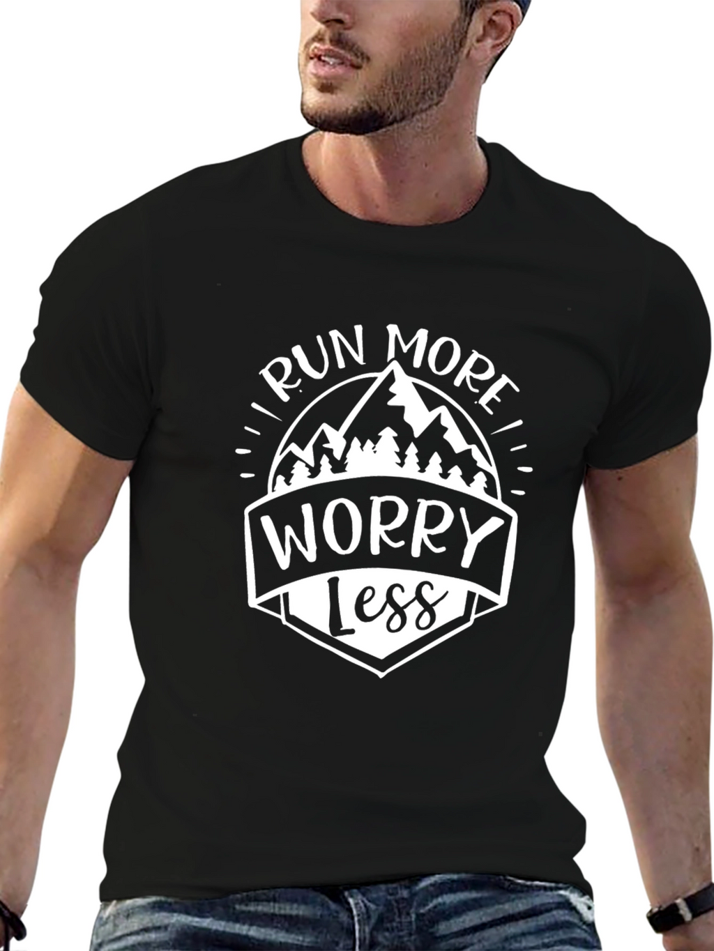 Run More Worry Less Graphic T-Shirt