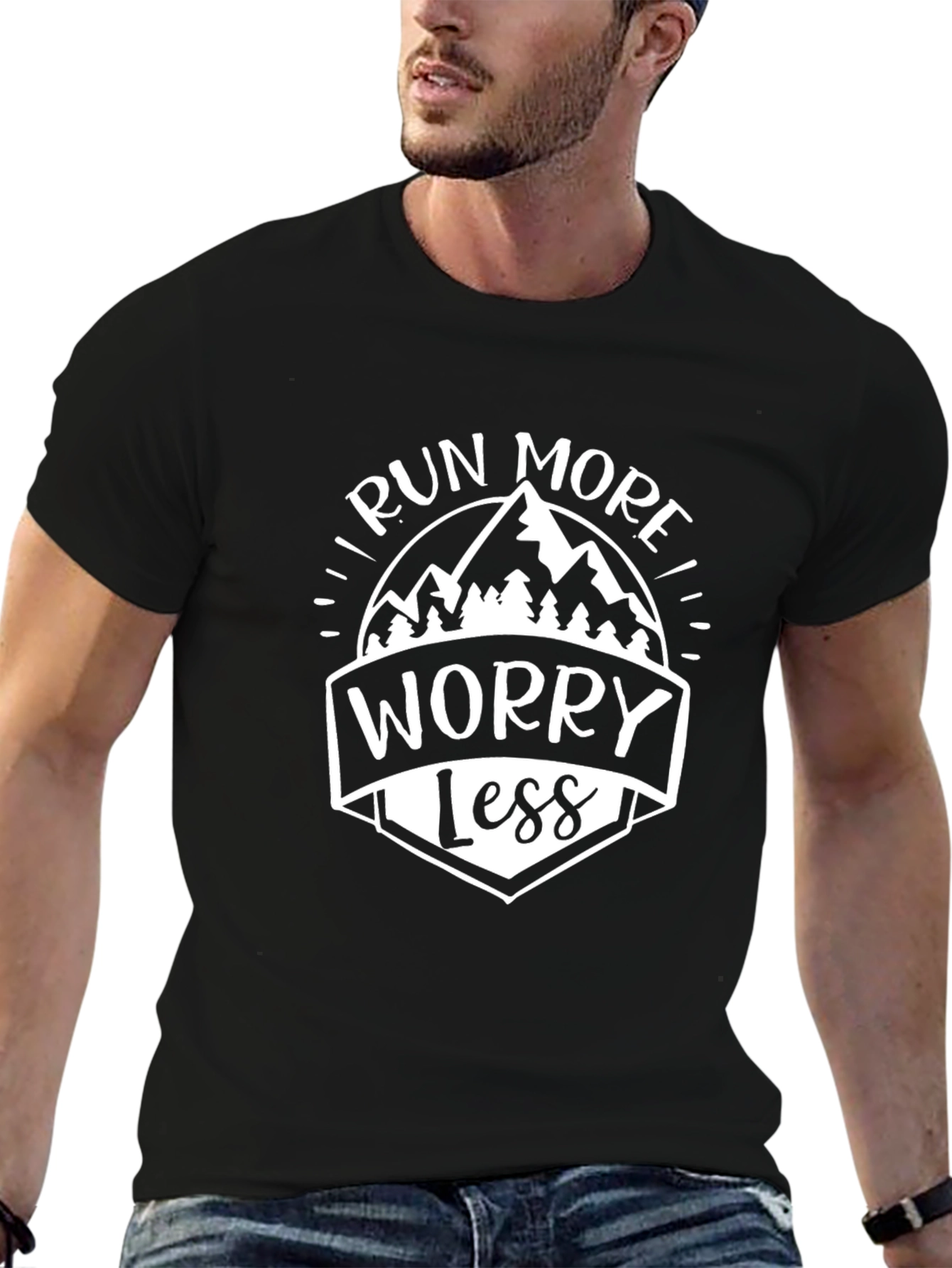 Run More Worry Less Graphic T-Shirt