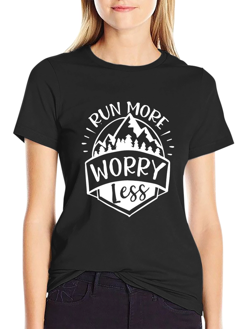 Run More Worry Less Graphic T-Shirt