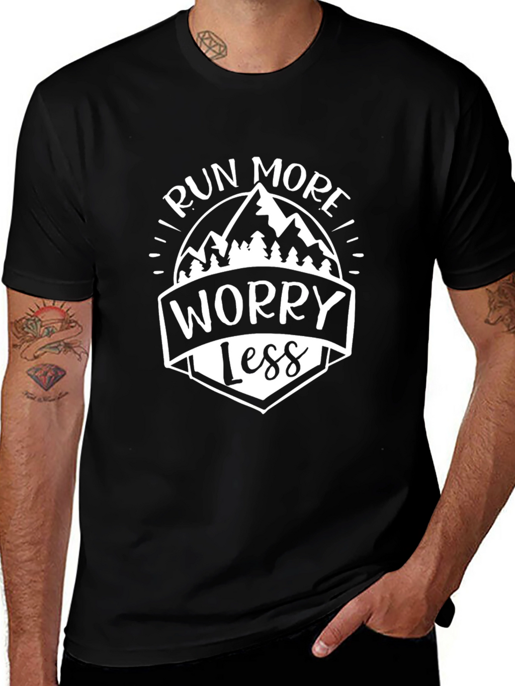 Run More Worry Less Graphic T-Shirt